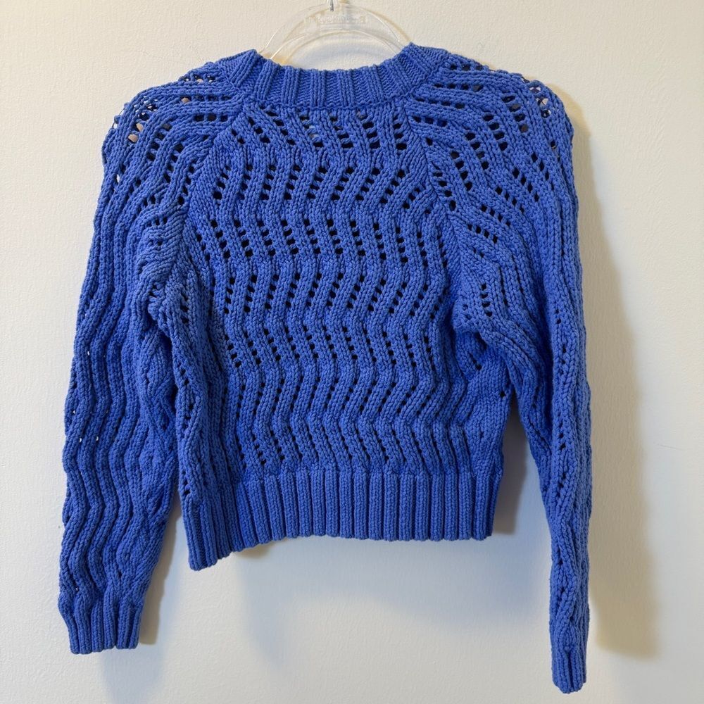 American Eagle Blue Open Knit Sweater Women’s XS - Picture 2 of 4